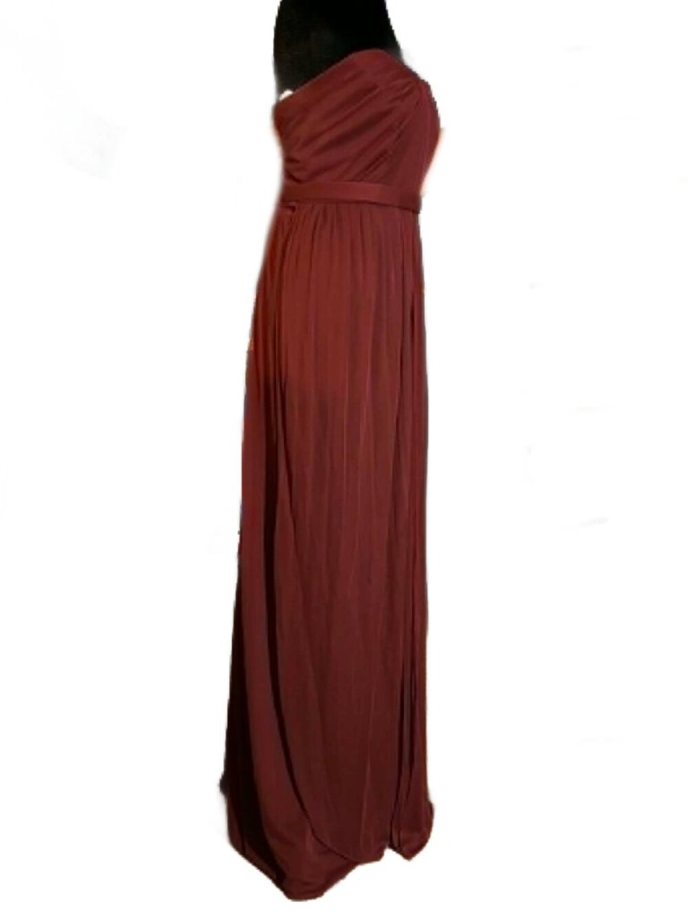 David’s Bridal Size 20 Rust Burgandy Strapless Chiffon Maxi Bridesmaid Dress - Picture 2 of 3